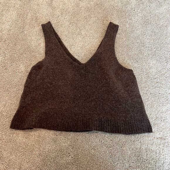 Madewell Women's Wool Cropped Sweater Tank Dark Brown Size XL - Picture 6 of 9